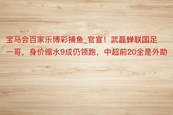 宝马会百家乐博彩捕鱼_官宣！武磊蝉联国足一哥，身价缩水9成仍领跑，中超前20全是外助