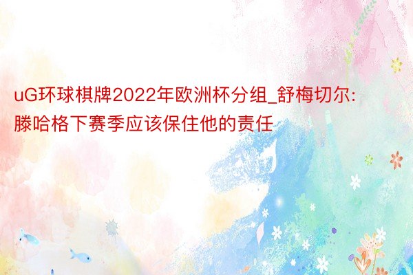 uG环球棋牌2022年欧洲杯分组_舒梅切尔: 滕哈格下赛季应该保住他的责任