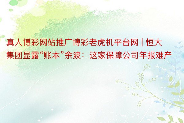 真人博彩网站推广博彩老虎机平台网 | 恒大集团显露“账本”余波：这家保障公司年报难产