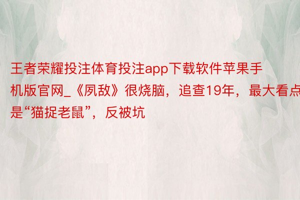 王者荣耀投注体育投注app下载软件苹果手机版官网_《夙敌》很烧脑，追查19年，最大看点是“猫捉老鼠”，反被坑
